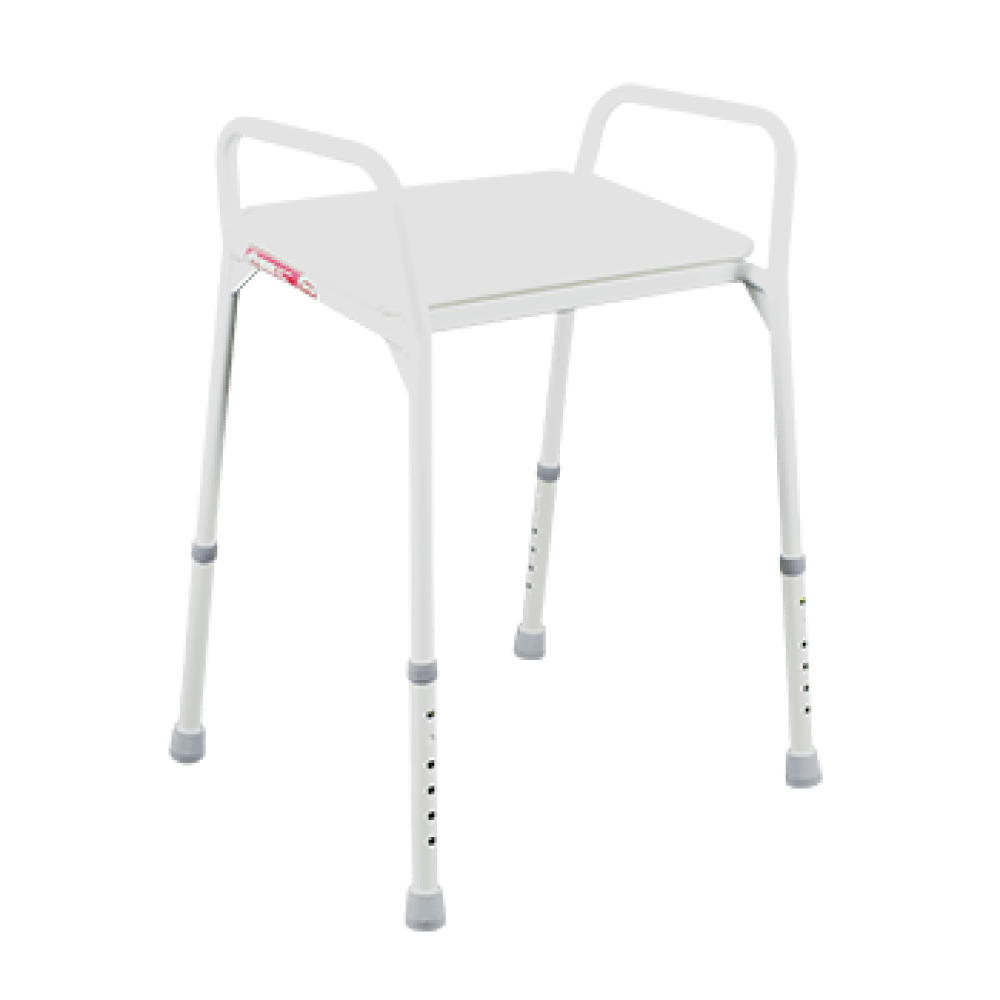 Shower Stool Aluminium with angled Pop in Seat - Aluminium/Steel